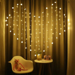 Urbn-Living Yellow - Led Fairy Curtain Lights - Heart Design - thumbnail 5