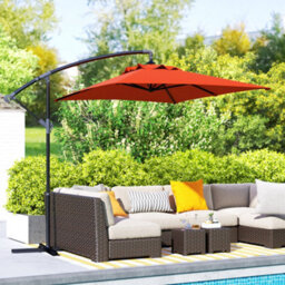 Outsunny 3 M Cantilever Parasol With Cross Base, Crank Handle, Orange