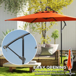 Outsunny 3 M Cantilever Parasol With Cross Base, Crank Handle, Orange - thumbnail 4