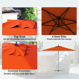 Outsunny 3 M Cantilever Parasol With Cross Base, Crank Handle, Orange - thumbnail 5