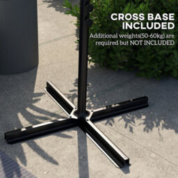 Outsunny 3 M Cantilever Parasol With Cross Base, Crank Handle, Orange - thumbnail 6