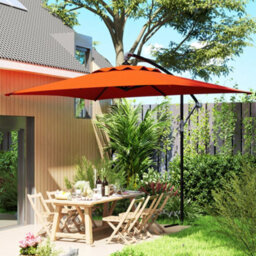 Outsunny 3 M Cantilever Parasol With Cross Base, Crank Handle, Orange - thumbnail 8