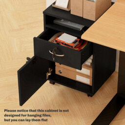 Homcom 60Cm Filing Cabinet With Drawers And Open Shelf, Black - thumbnail 8