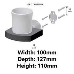 Bisk Solid Wood And Zamak Wall Mounted Ceramics Single Toothmug Toothbrush Cup Grip - thumbnail 3