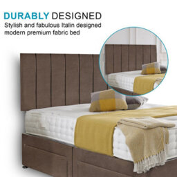 Dining Tables Oslo Matching Headboard Divan Set, 2 Drawer On Same Side With Sprung 1500 Comfort Mattress - Plush Taupe - King - thumbnail 3