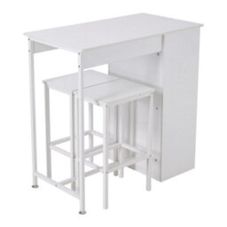 3Pcs Bar Table Stools Set Side Storage Shelf Furniture - thumbnail 1