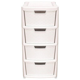 Storm Trading Group Cream 4 Drawer Modular Rattan Storage Tower Unit For Home & Office - thumbnail 1