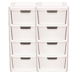 Storm Trading Group Cream 4 Drawer Modular Rattan Storage Tower Unit For Home & Office - thumbnail 2