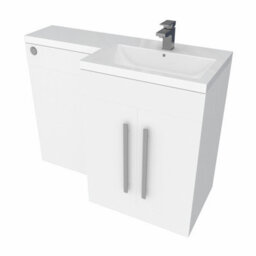 Rinse Bathrooms 1100mm L Shape Rh Vanity Unit Gloss White Painting Sink Unit & Btw Toilet Unit - Flat Packed - thumbnail 3