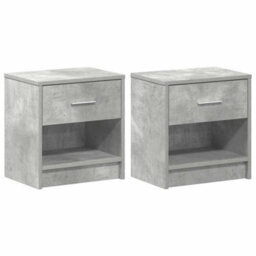 Berkfield Bedside Cabinets 2 Pcs With Drawer Concrete Grey 39X28X41 Cm - thumbnail 2