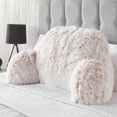 Fluffy Fleece Reading Cushion Pillow With Arms Lumbar Chair Support - image 1