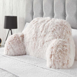 Fluffy Fleece Reading Cushion Pillow With Arms Lumbar Chair Support - thumbnail 1