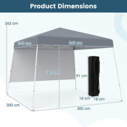 Gainoom 300 X 300 Cm Pop Up Canopy Tent Greyfoldable Outdoor Patio Shelter Gazebo - thumbnail 2