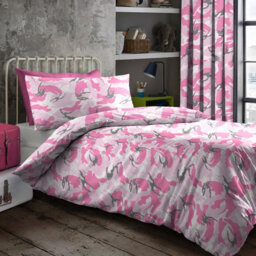 Velosso Pink Camouflage Duvet Cover And Pillowcase Set Single - thumbnail 1
