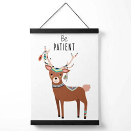 Artze Wall Art Be Patient Deer Tribal Animal Quote Art Print With Black Frame Size: A4 - thumbnail 1