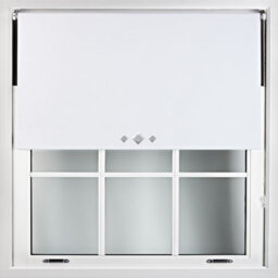 Furnished Thermal Blackout Roller Blinds With Triple Diamond Eyelets & Metal Fittings - White (W)80Cm (L)165Cm