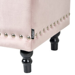 Wyld And Coco Pastel Pink Velvet Button-Tufted Square Footstool With Hidden Storage, W37 X D37 X H40Cm - thumbnail 7