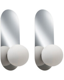Beliani Home Set Of 2 Silver Wall Lamps With Opaque Glass Globes, W12 X D13 X H30Cm Each - thumbnail 2