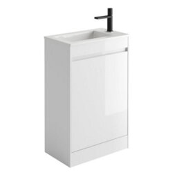 Plum&clay Rigel Gloss White Floor Standing Cloakroom Vanity Unit With Resin Basin (W)55Cm (H)87Cm - thumbnail 3