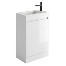 Plum&clay Rigel Gloss White Floor Standing Cloakroom Vanity Unit With Resin Basin (W)55Cm (H)87Cm