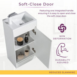 Plum&clay Rigel Gloss White Floor Standing Cloakroom Vanity Unit With Resin Basin (W)55Cm (H)87Cm - thumbnail 4