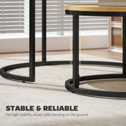 Wyld Haus Mova Set Of 2 Light Natural Wood-Effect Nesting Tables - Round Matt Mdf Tops, Steel Hairpin Legs - thumbnail 6