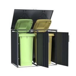 Phoenix Safe Company Phoenix Outdoor Double Wheelie Bin Store For 2 X 240L Bins, Soft Close Metal Storage, Anthracite Gb2200Aa - thumbnail 3