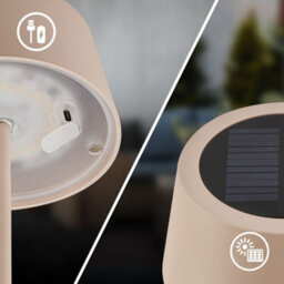 Briloner Beige Solar Led Table Lamp Rechargeable Light 32Cm Dimmable Cordless Touch Cct - thumbnail 6