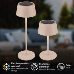 Briloner Beige Solar Led Table Lamp Rechargeable Light 32Cm Dimmable Cordless Touch Cct - thumbnail 4