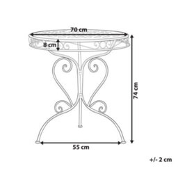 Beliani Pink Powder-Coat Outdoor Bistro Table With Scrollwork, Round 70Cm. - thumbnail 3