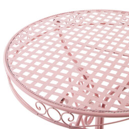 Beliani Pink Powder-Coat Outdoor Bistro Table With Scrollwork, Round 70Cm. - thumbnail 4