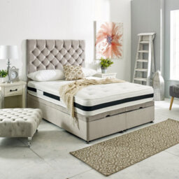 Mason - Silver Plush Velvet Ottoman Bed Frame Upholstered Headboard End Lift - thumbnail 2