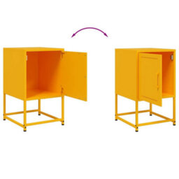 Berkfield Bedside Cabinet Mustard Yellow 36X39X60.5 Cm Steel - thumbnail 9