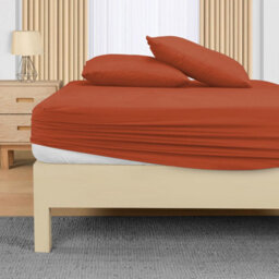 Ameha Plain Dyed Rust Fitted Sheet 30Cm Extra Deep Pocket Soft Touch Easy Care Durable Bed Fitted Sheets Double, 137 X 190 Cm - thumbnail 3