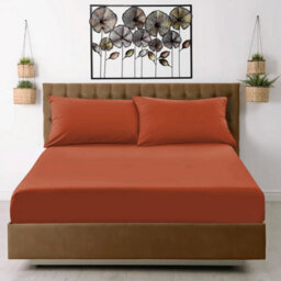 Ameha Plain Dyed Rust Fitted Sheet 30Cm Extra Deep Pocket Soft Touch Easy Care Durable Bed Fitted Sheets Double, 137 X 190 Cm - thumbnail 5