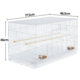 Yaheetech White Bird Cage Flight Cage Extra Space W/ Slide-Out Tray And Wood Perches - thumbnail 3