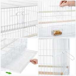 Yaheetech White Bird Cage Flight Cage Extra Space W/ Slide-Out Tray And Wood Perches - thumbnail 4