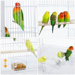 Yaheetech White Bird Cage Flight Cage Extra Space W/ Slide-Out Tray And Wood Perches - thumbnail 5