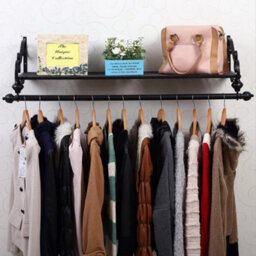 Black 60Cm Pipe Clothes Rail Wall Mounted - thumbnail 3