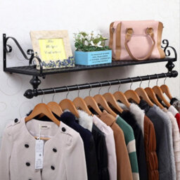 Black 60Cm Pipe Clothes Rail Wall Mounted - thumbnail 4