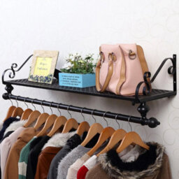 Black 60Cm Pipe Clothes Rail Wall Mounted - thumbnail 5