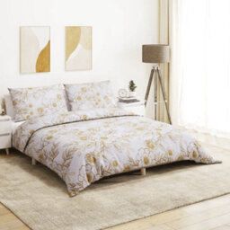 Walplus Duvet Cover Set White And Brown 220X240 Cm Cotton