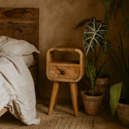 Wyld Haus Cagliari Small Mango Wood Bedside Table With Drawer And Shelf - thumbnail 1