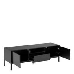 Wyld Haus El Paso Black Wooden Tv Unit 2 Doors 1 Drawer Metal Base - thumbnail 6
