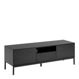 Wyld Haus El Paso Black Wooden Tv Unit 2 Doors 1 Drawer Metal Base - thumbnail 3