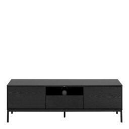 Wyld Haus El Paso Black Wooden Tv Unit 2 Doors 1 Drawer Metal Base - thumbnail 4