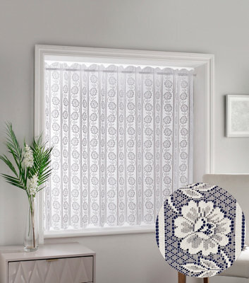 "Tyrone Textiles White Floral Textured Voile Louvre Vertical Pleated Window Blind Panel - 72"" X 48""" - image 1