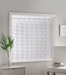 "Tyrone Textiles White Floral Textured Voile Louvre Vertical Pleated Window Blind Panel - 72"" X 48""" - thumbnail 2
