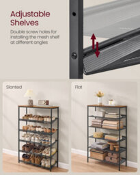 LEDREM 6-Tier Shoe Storage Shelf, Adjustable Freestanding Organizer Rack, For Entryway, Industrial, Brown And Black - thumbnail 5