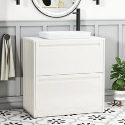 Royal Bathrooms Royal Bathroom Elmore 800mm Classic White Freestanding Bathroom Vanity Unit 2 Drawer Plain White Worktop With Qubix Basin - thumbnail 1